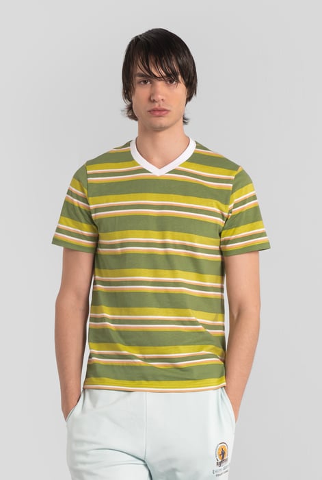 Yellow Engineering Stripe Mens T-Shirt