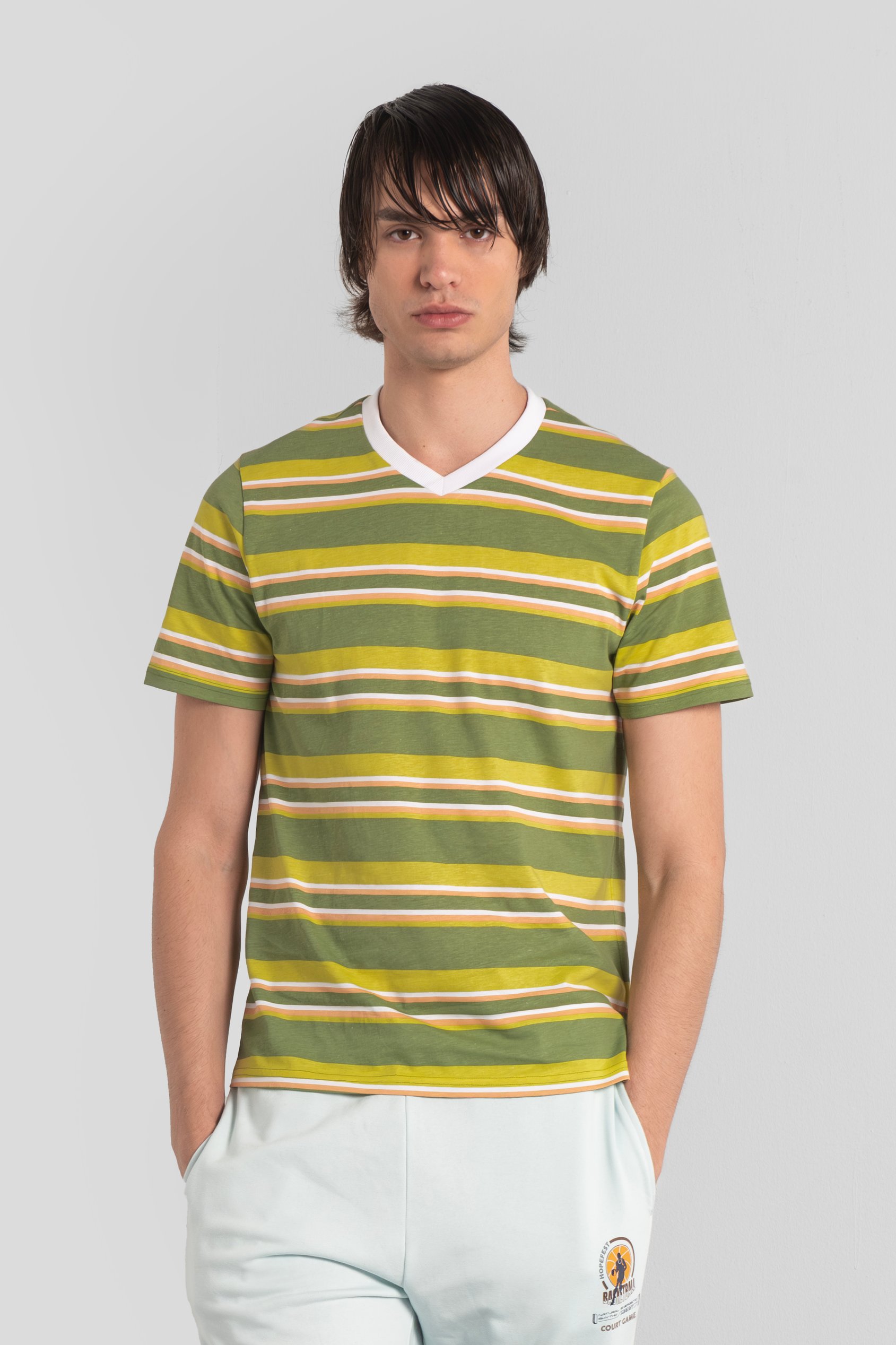Enorsia Men's Green Engineering Stripe T-Shirt - Uk Xl