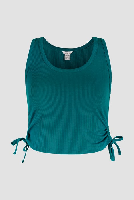 Women’s  Red Ribbed Scoop Neck Vest