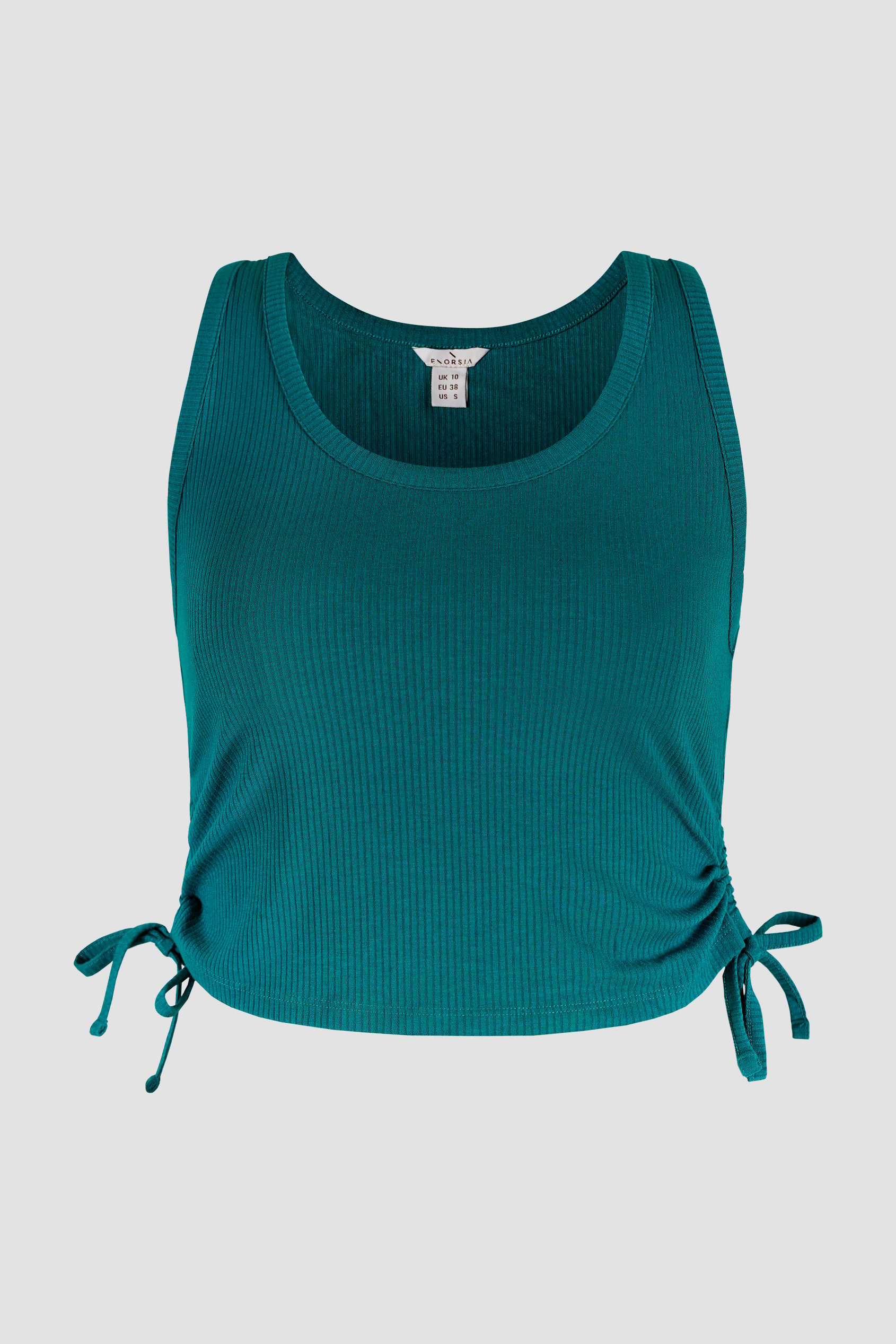 Enorsia Women's Green ’S Ribbed Scoop Neck Vest - Uk 10