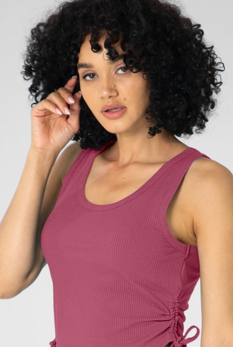 Red Ruched Rib Vest Tank Top