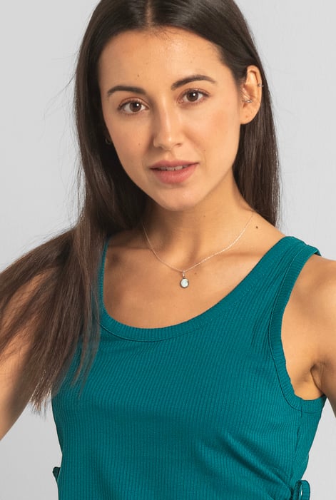 Green Ruched Rib Vest Tank Top