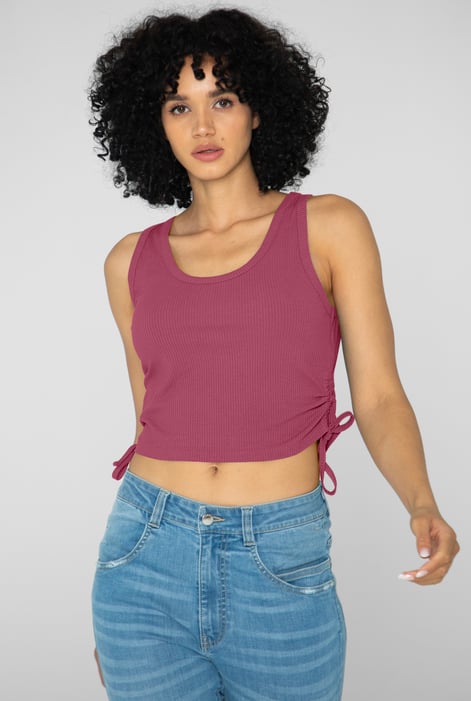 Red Ruched Rib Vest Tank Top