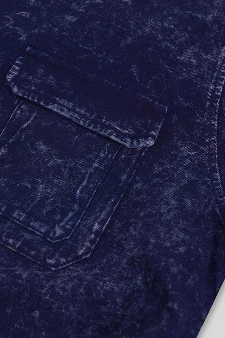 Mens Long Sleeve Indigo Washed T-Shirt