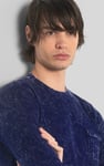 Mens Long Sleeve Indigo Washed T-Shirt