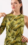 Womens One-Shoulder Fluid Printed Tops