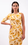 Womens One-Shoulder Fluid Printed Tops