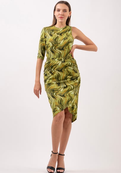 Womens One-Shoulder Fluid Printed Tops