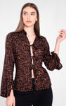 Tie Open Front Viscose Blouse