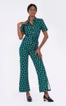 Womens Zip Through Wide Leg Jumpsuit