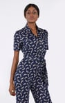 Womens Zip Through Wide Leg Jumpsuit
