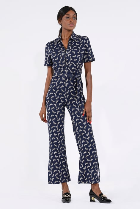 Womens Green Zip Through Wide Leg Jumpsuit
