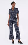 Womens Zip Through Wide Leg Jumpsuit