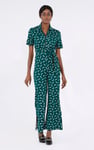 Womens Zip Through Wide Leg Jumpsuit