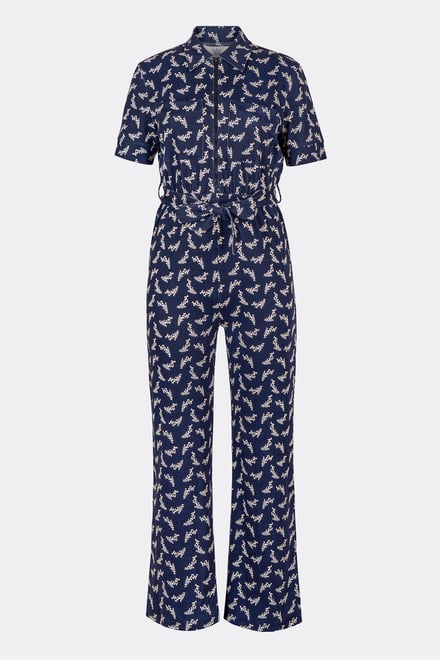 Womens Zip Through Wide Leg Jumpsuit