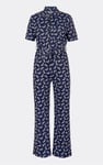 Womens Zip Through Wide Leg Jumpsuit