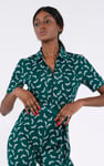 Womens Zip Through Wide Leg Jumpsuit