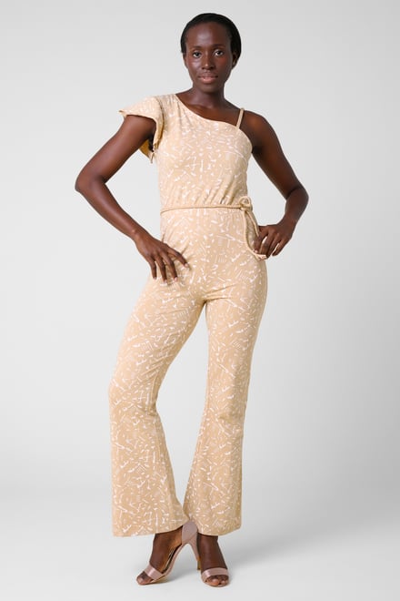 One-Shoulder Jumpsuit with Ruffle Sleeve Detail