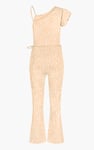 One-Shoulder Jumpsuit with Ruffle Sleeve Detail