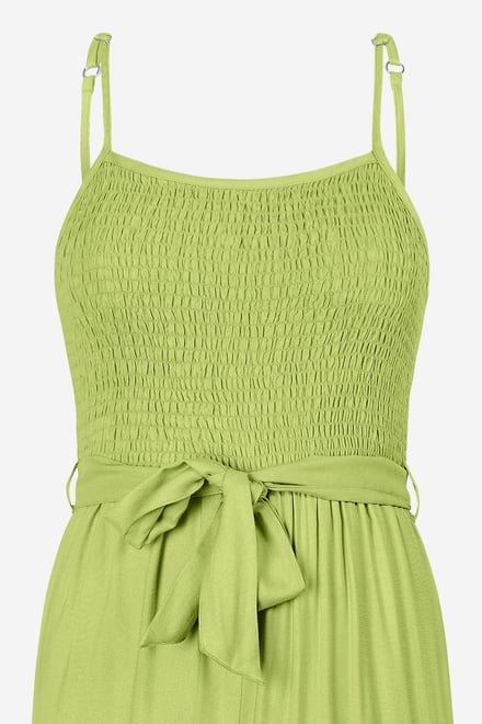 Belted Solid Jumpsuit with a Shirred Silhouette