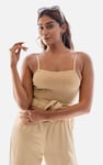 Belted Solid Jumpsuit with a Shirred Silhouette