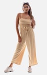 Belted Solid Jumpsuit with a Shirred Silhouette