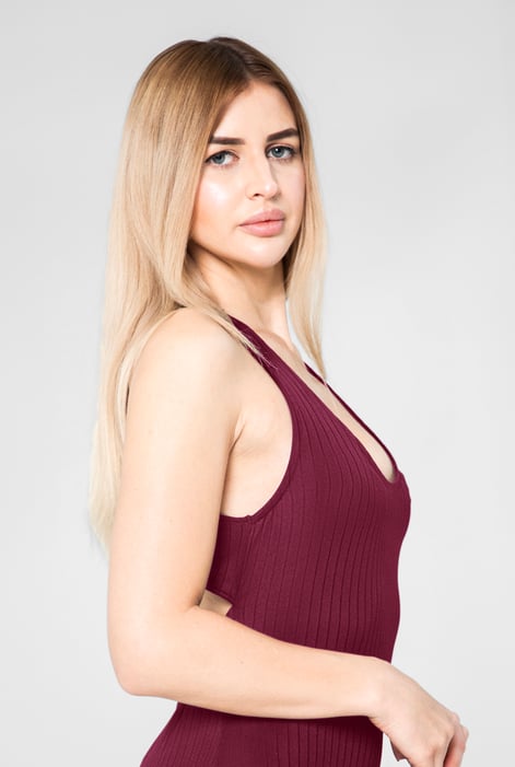 Red Criss-Cross Back Ribbed Bodysuit