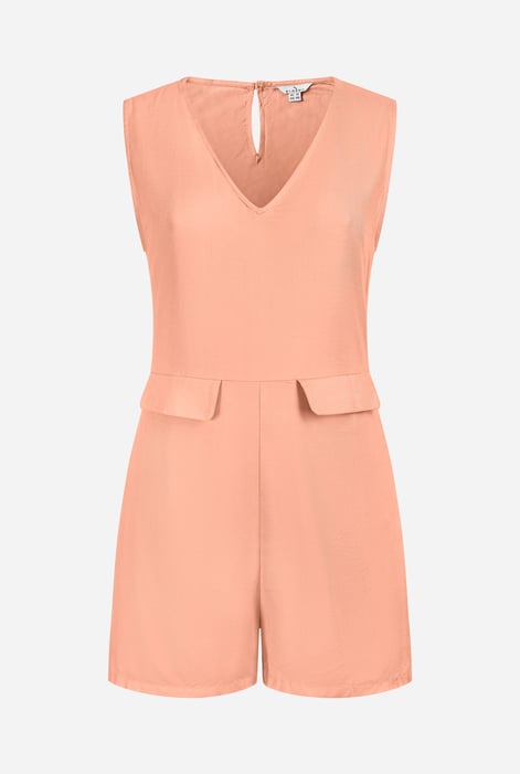 Orange V-Neck Sleeveless Viscose Playsuit