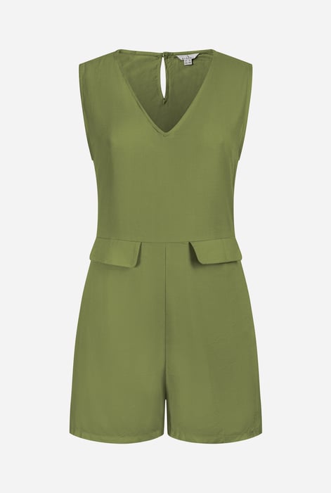 Orange V-Neck Sleeveless Viscose Playsuit