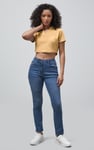 Waffle V-Neck Cropped Polo
