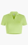 Waffle V-Neck Cropped Polo