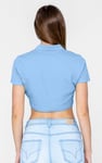 Waffle V-Neck Cropped Polo