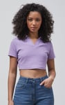 Waffle V-Neck Cropped Polo
