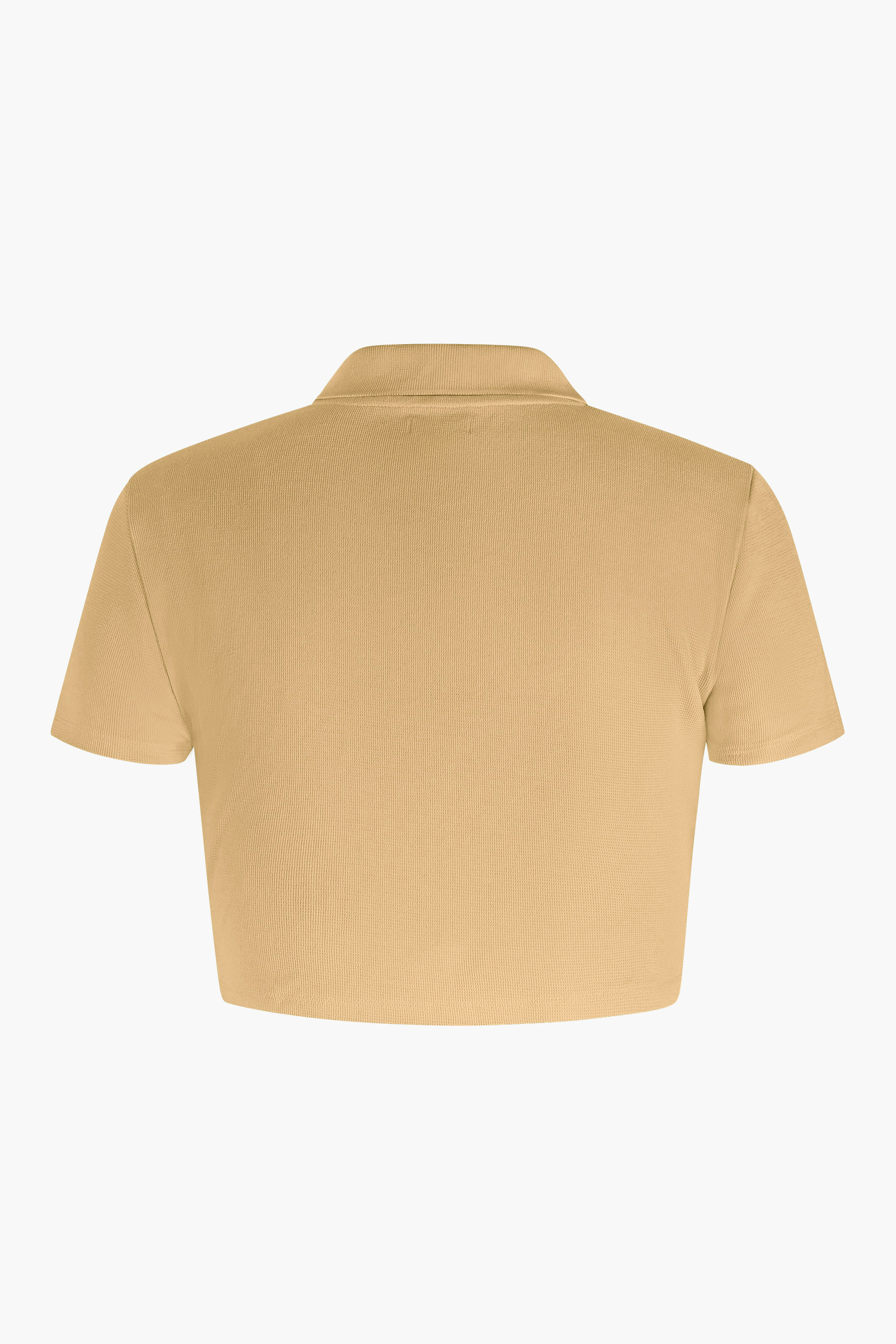 Waffle V-Neck Cropped Polo
