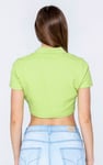 Waffle V-Neck Cropped Polo