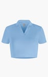 Waffle V-Neck Cropped Polo