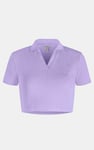 Waffle V-Neck Cropped Polo