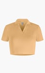 Waffle V-Neck Cropped Polo