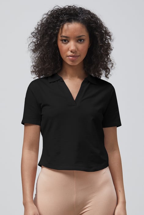 Nude V-Neck Polo Shirt