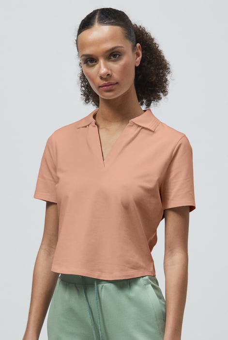 Nude V-Neck Polo Shirt