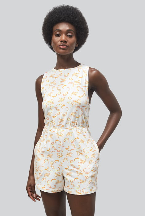 Black Sleeveless All Over Print Playsuit