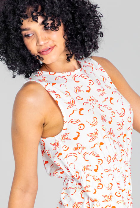 Orange Sleeveless All Over Print Playsuit
