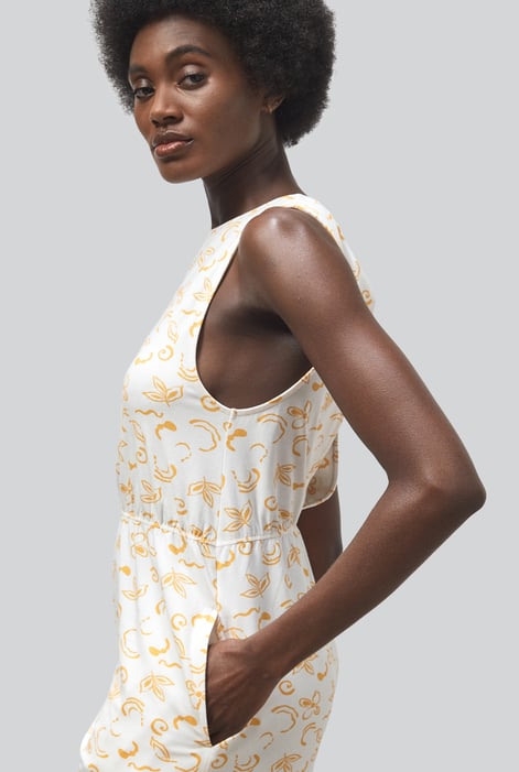 Yellow Sleeveless All Over Print Playsuit