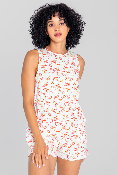Black Sleeveless All Over Print Playsuit