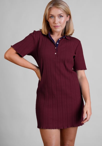 Ribbed Textured Slim Fit Polo Shirt