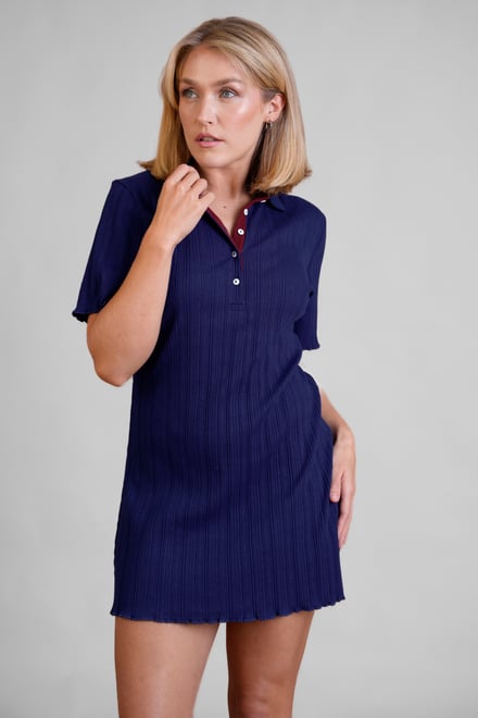 Ribbed Textured Slim Fit Polo Shirt