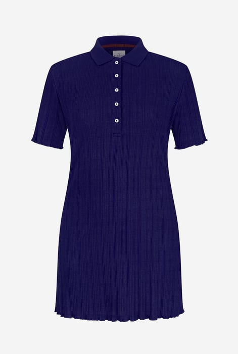 Women’s Deep Blue Ribbed Longline Polo