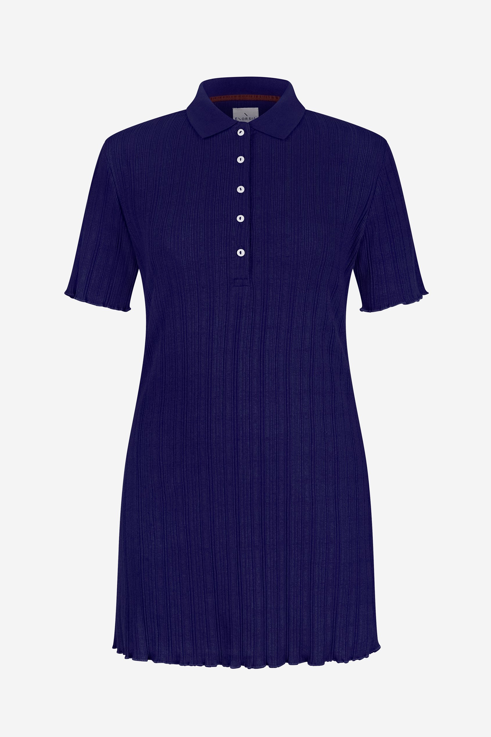 Enorsia Women's Deep Blue Ribbed Longline Polo - Uk 12