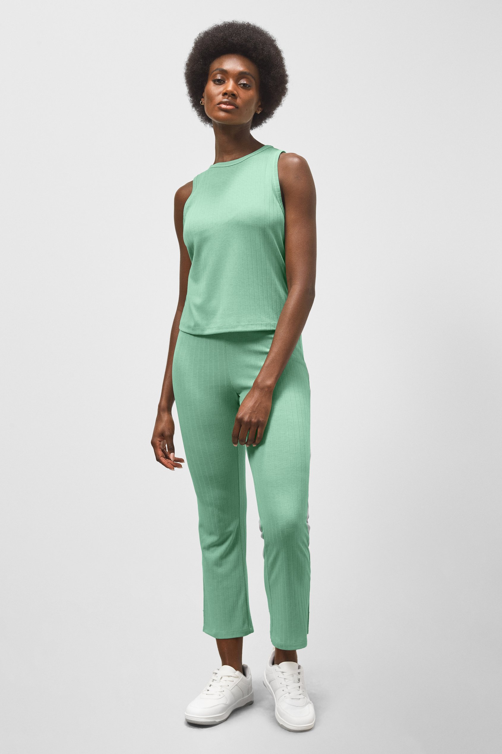 Enorsia Women's Green Comfortable Ribbed Lounge Set - Uk 16