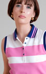 Women's Colour Block Sleeveless Polo Shirt